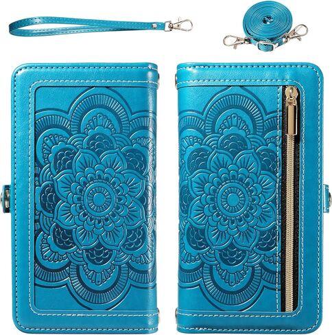 Asuwish Phone Case for OnePlus Nord N20 5G Zipper Wallet Cell Cover with Tempered Glass Screen Protector Crossbody Strap Flower Card Holder One Plus N 20 G5 1 Plus 20N 1plus One+ 1+ N205G Women Purple in Saudi Arabia