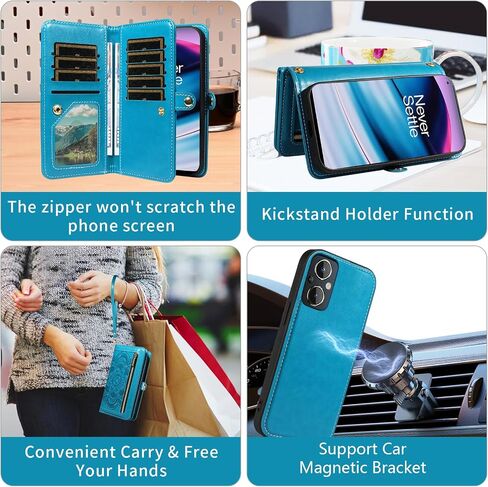 Asuwish Phone Case for OnePlus Nord N20 5G Zipper Wallet Cell Cover with Tempered Glass Screen Protector Crossbody Strap Flower Card Holder One Plus N 20 G5 1 Plus 20N 1plus One+ 1+ N205G Women Purple in Saudi Arabia