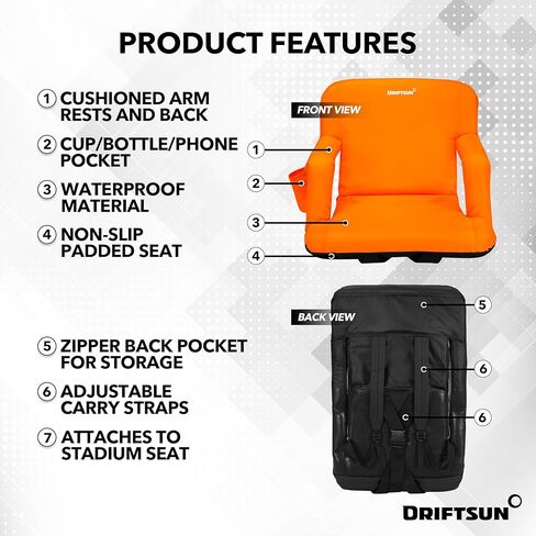 مقاعد ملعب عريضة إضافية مع دعم الظهر - كراسي ملعب قابلة للطي ديلوكس للمبيضين - كرسي رياضة مقاوم للماء - يسهل نقله in Kuwait