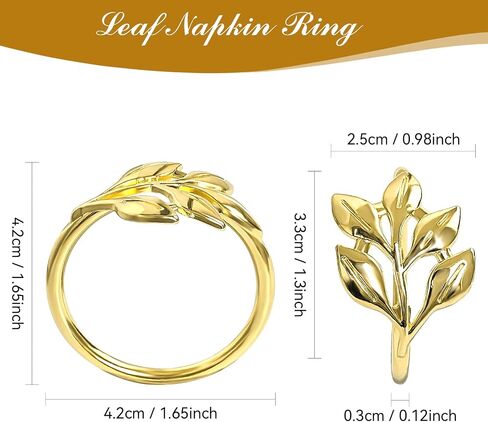 WILDREEDS Gold Napkin Rings, Leaf Shaped Stainless Steel Napkin Rings for Fall Thanksgiving, Christmas, Easter, Dinner Table Decor, Wedding, Banquet, Party in Saudi Arabia