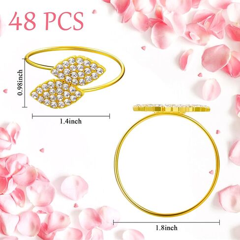 Hotop 100 Pcs Napkin Rings Gold Table Decorations, Elegant Bling Leaves Napkin Rings, Rhinestone Guest Towels Buckle for Wedding Gold Party, Dinner Banquet Table Decoration in Saudi Arabia