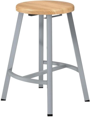 Pemberly Row 24" Stool Solid Wood Seat Gray Frame with Curved Footring in Saudi Arabia