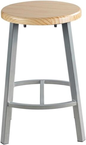 Pemberly Row 24" Stool Solid Wood Seat Gray Frame with Curved Footring in Saudi Arabia