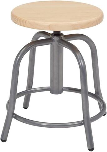 Pemberly Row 19-25" Height Adjustable Swivel Wood Stool in Black/Oak in Saudi Arabia
