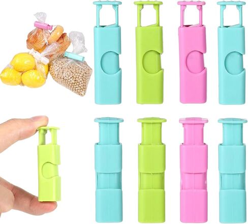 8 Pcs Snack Bag Sealer Chip Clips Plastic Sealing Clip Bread Closure Clip Bag Clips for Chips and Other Food Bags(4 Colors) in Saudi Arabia