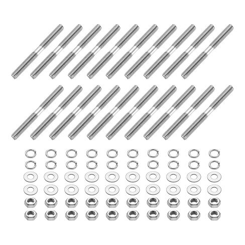 Uxcell 5pcs مسامير مسمار مزدوجة نهاية ، M8x65mm 304 من الفولاذ المقاوم للصدأ براغي قضبان ملولبة مزدوجة مع المكسرات وغسالات مسطحة وقفل الطرف مزدوج ملولب المسمار لصيانة المنزل in Saudi Arabia