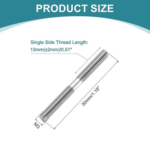 Uxcell 5pcs مسامير مسمار مزدوجة نهاية ، M8x65mm 304 من الفولاذ المقاوم للصدأ براغي قضبان ملولبة مزدوجة مع المكسرات وغسالات مسطحة وقفل الطرف مزدوج ملولب المسمار لصيانة المنزل in Saudi Arabia