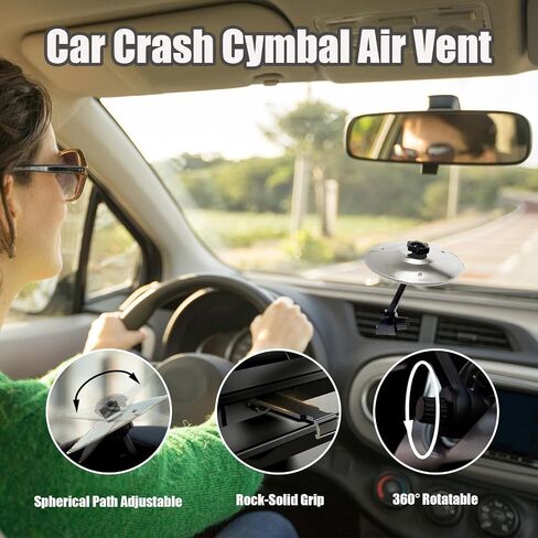 Car Crash Cymbal Air Vent, Mini Drum Cymbal For Music Lovers, Easy Clip-On Cymbal For All Types Of Vehicles (Silver) in Kuwait