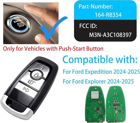 المفتاح الذكي FOB FOB for Ford Expedition 2023-2024 ، استبدال مفتاح القرب من ALLISKEYS FOB FOB Ford Expedition 2023-2024 M3N-A3C108397 PL1T-15K601-GA 164-R8355 in Kuwait