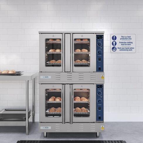 KoolMore 38 in. Full-Size Double Commercial Liquid Propane Convection Oven 108,000 BTU With Stacking And Casters in Stainless-Steel (KM-DCCO54-LPC) in Saudi Arabia
