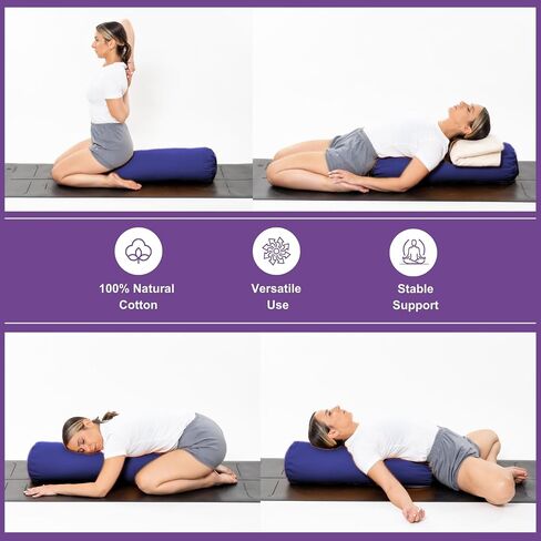 Yogikuti Iyengar Yoga Bolster for Restorative Yoga and Meditation – Lightweight Cotton Support Pillow with Handle for Easy Carry, Versatile for Pose Modification, Balance, Back Relief, and Relaxation in Saudi Arabia
