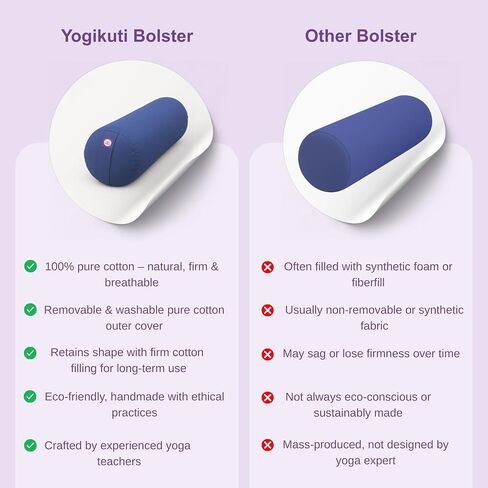 Yogikuti Iyengar Yoga Bolster for Restorative Yoga and Meditation – Lightweight Cotton Support Pillow with Handle for Easy Carry, Versatile for Pose Modification, Balance, Back Relief, and Relaxation in Saudi Arabia
