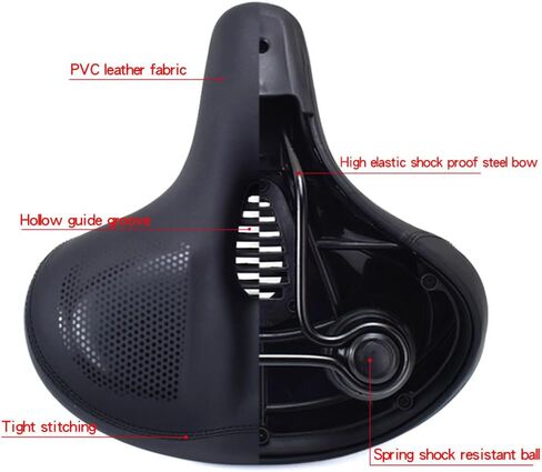 Bike & Ebike Extra Large Seat, Wide Soft Saddle with Dual Shock-Absorbing Suspension, Comfortable Bicycle Accessories for City Road Riding, Waterproof, Easy Install for Men & Women in Saudi Arabia