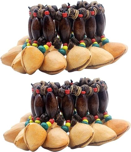 2 PCS African Tribal Style Nuts Handbell Seed Rattle Bracelet Anklet Natural Percussion Accessories Musical Instrument1 in Saudi Arabia