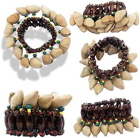 2 PCS African Tribal Style Nuts Handbell Seed Rattle Bracelet Anklet Natural Percussion Accessories Musical Instrument1 in Saudi Arabia