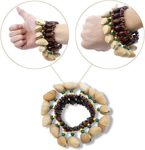 2 PCS African Tribal Style Nuts Handbell Seed Rattle Bracelet Anklet Natural Percussion Accessories Musical Instrument1 in Saudi Arabia