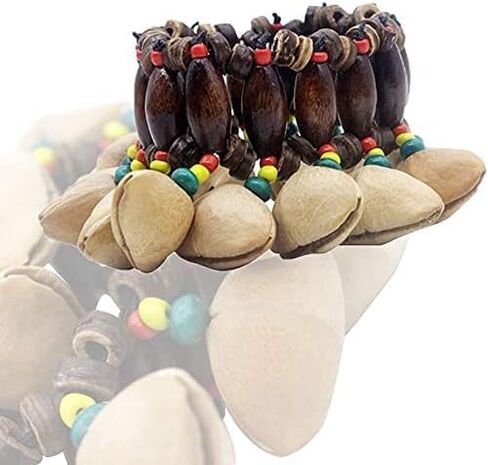 2 PCS African Tribal Style Nuts Handbell Seed Rattle Bracelet Anklet Natural Percussion Accessories Musical Instrument1 in Saudi Arabia