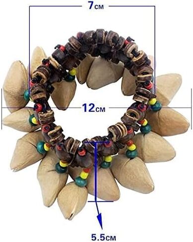 2 PCS African Tribal Style Nuts Handbell Seed Rattle Bracelet Anklet Natural Percussion Accessories Musical Instrument1 in Saudi Arabia