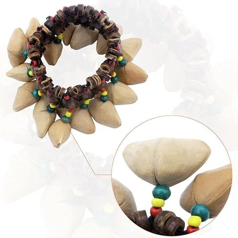 2 PCS African Tribal Style Nuts Handbell Seed Rattle Bracelet Anklet Natural Percussion Accessories Musical Instrument1 in Saudi Arabia