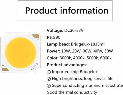 4pcs 10w 20W 30W 40W 50W BRIDGELUX LED LED COB DIODE DIODE CIN90 LAMP BEAD 19MM DIY لـ LED Bulb Spotlight Accessorie (Whare White 3000K ، 20W 500-600MA) in Saudi Arabia