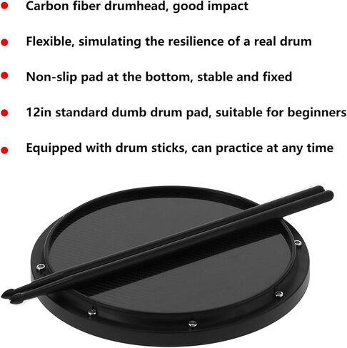 Percussion Drum Pad, Carbon Fiber Drumsticks Drum Training Pad for Family for Outdoor(black) in Saudi Arabia