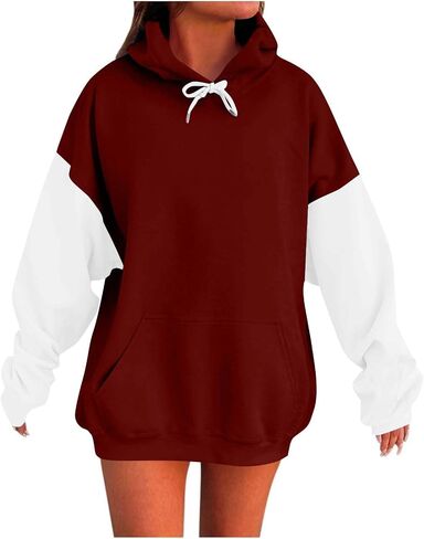 hlysgo Womens Hoodies Oversized Winter Fleece Tunic Sweatshirts Plain Casual Preppy Pullover Tops 2025 Trendy Fall Clothes in Kuwait