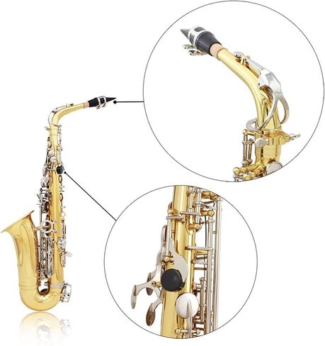 ساكسفونات ألتو ساكسفون ساكس النحاس اللامع المحفور EB E-Flat Natural White Shell Button أداة الرياح مع قفازات كتم الصوتية ساكس in Kuwait