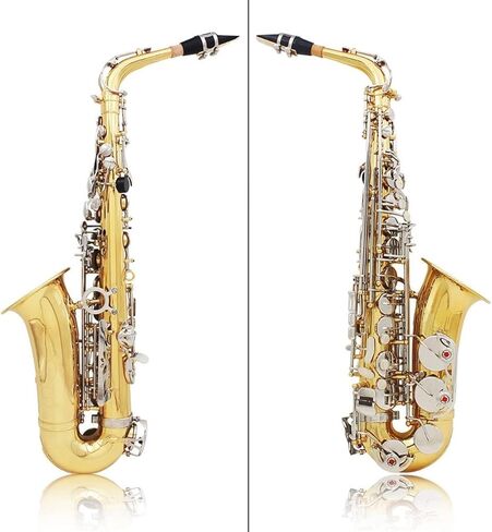 ساكسفونات ألتو ساكسفون ساكس النحاس اللامع المحفور EB E-Flat Natural White Shell Button أداة الرياح مع قفازات كتم الصوتية ساكس in Kuwait