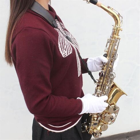 ساكسفونات ألتو ساكسفون ساكس النحاس اللامع المحفور EB E-Flat Natural White Shell Button أداة الرياح مع قفازات كتم الصوتية ساكس in Kuwait
