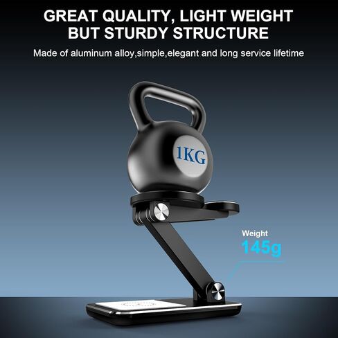Wireless Charger 3 in 1,Foldable Wireless Charging Station for Apple MagSafe Charger,Aluminum Portable Magnetic Travel Charger Stand, Nightstand Charging Station for iPhone,Airpods,Watch (20W Adapter) in Saudi Arabia
