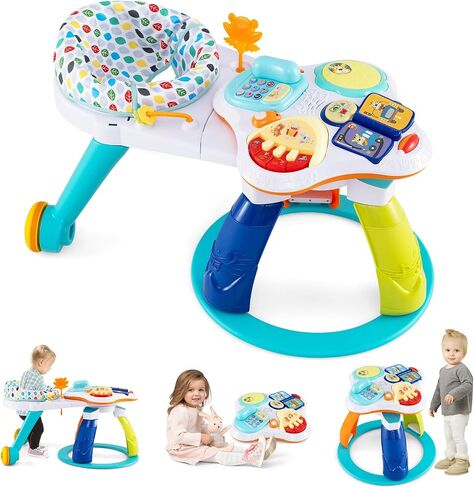 Honey Joy Baby Activity Center ، مركز نشاط الاكتشاف والجدول ث/ 360 درجة مقعد سير ، 3 ارتفاعات قابلة للتعديل ، الموسيقى ، الأصوات والألعاب التنموية ، مركز النشاط للأطفال من 6 إلى 36 أشهر (وردي) in Saudi Arabia
