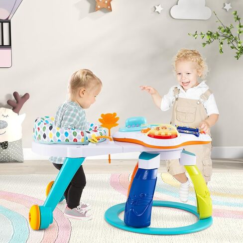 Honey Joy Baby Activity Center ، مركز نشاط الاكتشاف والجدول ث/ 360 درجة مقعد سير ، 3 ارتفاعات قابلة للتعديل ، الموسيقى ، الأصوات والألعاب التنموية ، مركز النشاط للأطفال من 6 إلى 36 أشهر (وردي) in Saudi Arabia