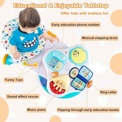 Honey Joy Baby Activity Center ، مركز نشاط الاكتشاف والجدول ث/ 360 درجة مقعد سير ، 3 ارتفاعات قابلة للتعديل ، الموسيقى ، الأصوات والألعاب التنموية ، مركز النشاط للأطفال من 6 إلى 36 أشهر (وردي) in Saudi Arabia
