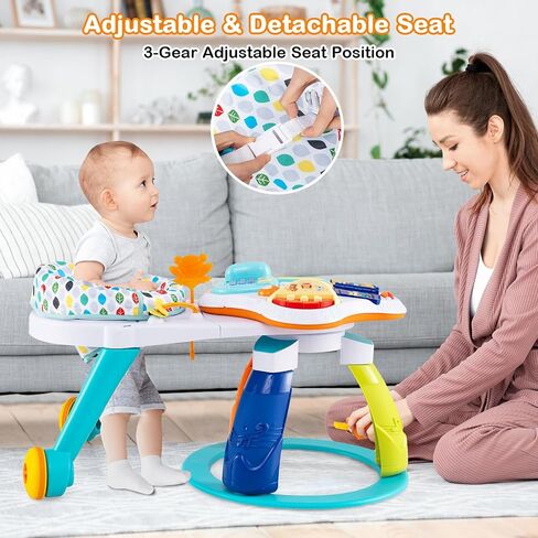 Honey Joy Baby Activity Center ، مركز نشاط الاكتشاف والجدول ث/ 360 درجة مقعد سير ، 3 ارتفاعات قابلة للتعديل ، الموسيقى ، الأصوات والألعاب التنموية ، مركز النشاط للأطفال من 6 إلى 36 أشهر (وردي) in Saudi Arabia