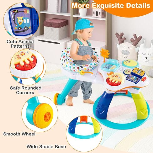 Honey Joy Baby Activity Center ، مركز نشاط الاكتشاف والجدول ث/ 360 درجة مقعد سير ، 3 ارتفاعات قابلة للتعديل ، الموسيقى ، الأصوات والألعاب التنموية ، مركز النشاط للأطفال من 6 إلى 36 أشهر (وردي) in Saudi Arabia