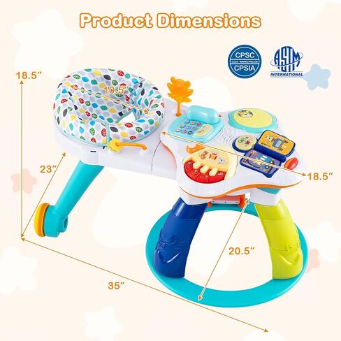 Honey Joy Baby Activity Center ، مركز نشاط الاكتشاف والجدول ث/ 360 درجة مقعد سير ، 3 ارتفاعات قابلة للتعديل ، الموسيقى ، الأصوات والألعاب التنموية ، مركز النشاط للأطفال من 6 إلى 36 أشهر (وردي) in Saudi Arabia