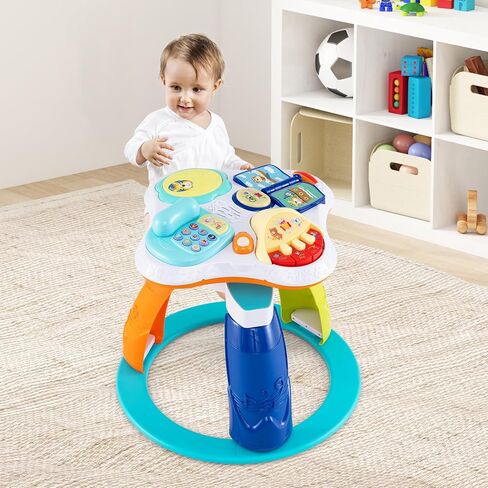 Honey Joy Baby Activity Center ، مركز نشاط الاكتشاف والجدول ث/ 360 درجة مقعد سير ، 3 ارتفاعات قابلة للتعديل ، الموسيقى ، الأصوات والألعاب التنموية ، مركز النشاط للأطفال من 6 إلى 36 أشهر (وردي) in Saudi Arabia