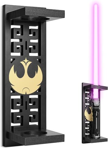 TOPNEW Lightsaber Stand Wall Display, Vertical Lightsaber Holder Wall Mount, Wooden Light Saber Wall Display Rack Suitable for Swords, Light Saber, Gift for Lightsaber Collectors (Wooden, Black 01) in Kuwait