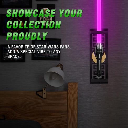 TOPNEW Lightsaber Stand Wall Display, Vertical Lightsaber Holder Wall Mount, Wooden Light Saber Wall Display Rack Suitable for Swords, Light Saber, Gift for Lightsaber Collectors (Wooden, Black 01) in Kuwait