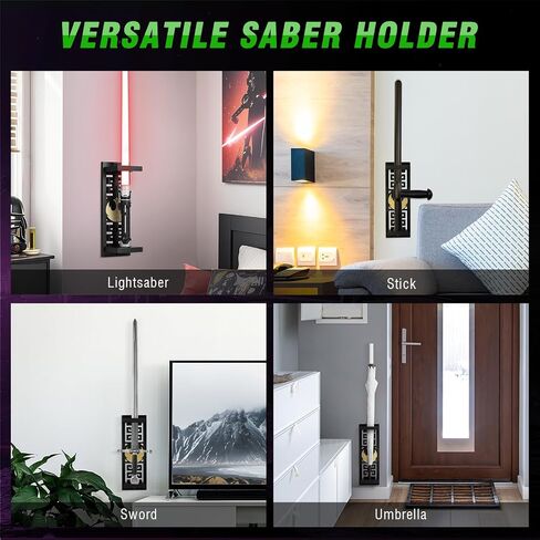TOPNEW Lightsaber Stand Wall Display, Vertical Lightsaber Holder Wall Mount, Wooden Light Saber Wall Display Rack Suitable for Swords, Light Saber, Gift for Lightsaber Collectors (Wooden, Black 01) in Kuwait
