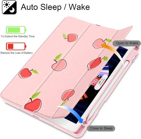 قد تشن للجيل التاسع من iPad مع حامل القلم الرصاص ، و iPad 8/7 Gen Case 10.2 بوصة ، [Penceil Holder] Trifold Stand Wake/Sleep Comple TPU Cover Cover ، Blue Bows in Saudi Arabia