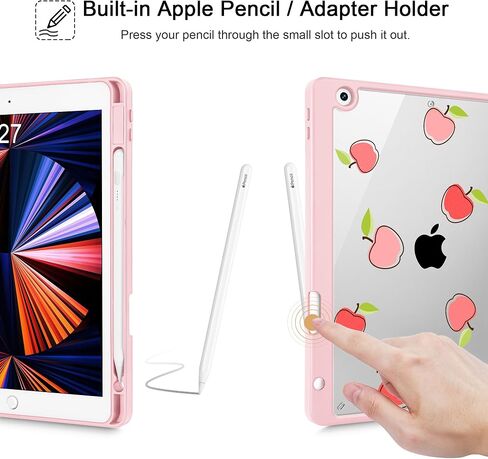 قد تشن للجيل التاسع من iPad مع حامل القلم الرصاص ، و iPad 8/7 Gen Case 10.2 بوصة ، [Penceil Holder] Trifold Stand Wake/Sleep Comple TPU Cover Cover ، Blue Bows in Saudi Arabia
