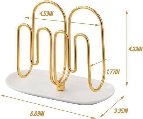 Vertical Gold Napkin Holder with Ceramic Base - Modern Disposable Hand Guest Towel Holder for Bathroom,Small Cocktail Napkin Holders for Table,Party,Kitchen,Bar,Dinner,Outdoor in Saudi Arabia