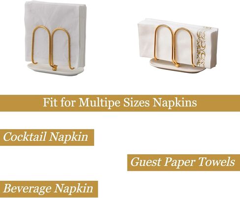 Vertical Gold Napkin Holder with Ceramic Base - Modern Disposable Hand Guest Towel Holder for Bathroom,Small Cocktail Napkin Holders for Table,Party,Kitchen,Bar,Dinner,Outdoor in Saudi Arabia