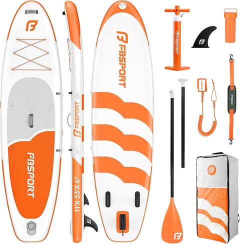 FBSPort 11ft Premium Steflatable Stand Up Paddle Board مع مضخة كهربائية ولوحة اليوغا مع ملحقات SUP وحقيبة الحمل | موقف واسع ، التحكم في الأمواج ، سطح السفينة غير المنقوش ، المقود والمجداف للشباب والبالغين in Saudi Arabia
