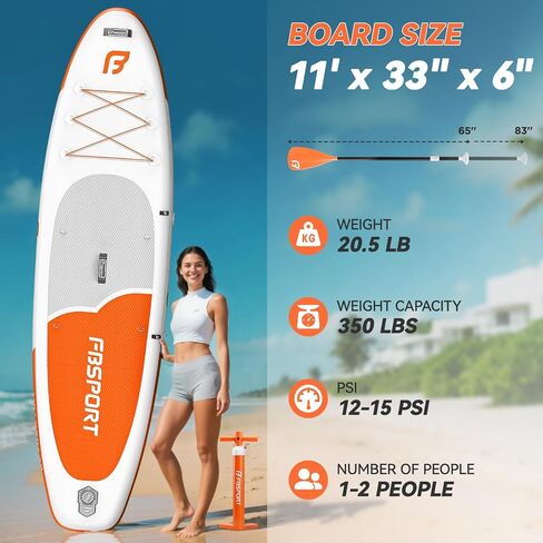 FBSPort 11ft Premium Steflatable Stand Up Paddle Board مع مضخة كهربائية ولوحة اليوغا مع ملحقات SUP وحقيبة الحمل | موقف واسع ، التحكم في الأمواج ، سطح السفينة غير المنقوش ، المقود والمجداف للشباب والبالغين in Saudi Arabia