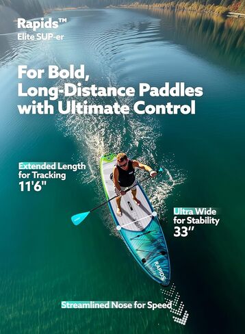 SLOOSH Inflatable Stand Up Paddle Board, 11'6" Inflatable Paddle Boards with Premium Accessories, Non-Slip EVA Deck, Ultra-Light Carry Bag Pump, Rapids SUP for Youth & Adults in Kuwait