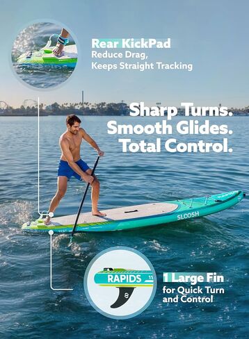 SLOOSH Inflatable Stand Up Paddle Board, 11'6" Inflatable Paddle Boards with Premium Accessories, Non-Slip EVA Deck, Ultra-Light Carry Bag Pump, Rapids SUP for Youth & Adults in Kuwait