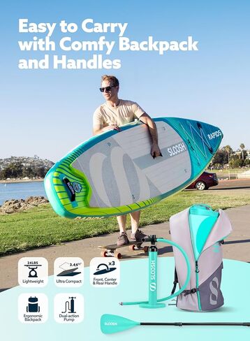 SLOOSH Inflatable Stand Up Paddle Board, 11'6" Inflatable Paddle Boards with Premium Accessories, Non-Slip EVA Deck, Ultra-Light Carry Bag Pump, Rapids SUP for Youth & Adults in Kuwait