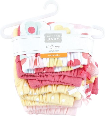Hudson Baby Unisex Baby and Toddler Shorts Bottoms 4-Pack, Purple Coral, 3-6 Months in Kuwait